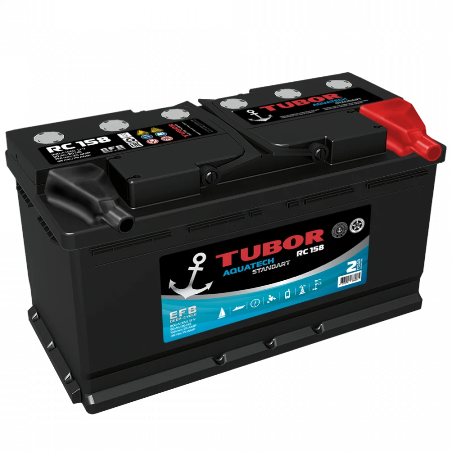 Accumulator battery starter lead-acid TUBOR AQUATECH STANDART 6ST-90.1(0) VL