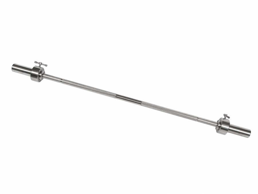 MB-BarM50-1400L Chrome-plated barbell, length - 1400 mm, smooth bushing - 50 mm, lock with breakable stopper, load up to 150 kg,