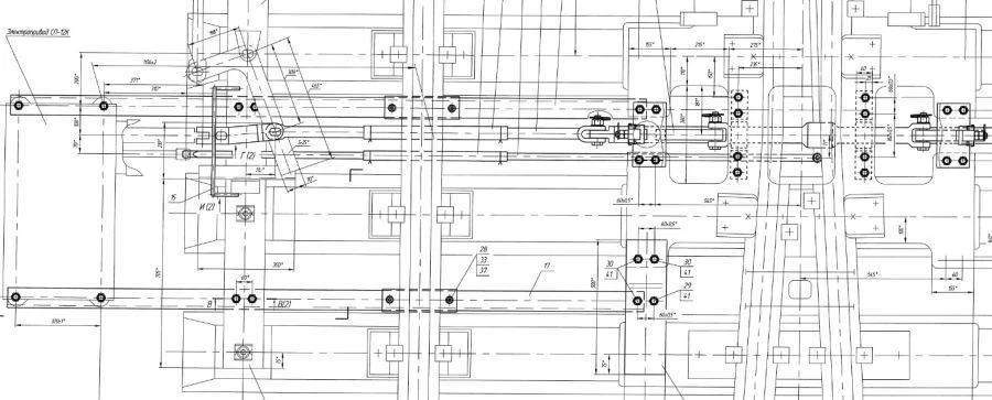 Electric actuator assembly of type SP-12 for cross girder with external locking device VZK-2 on reinforced concrete base (projec