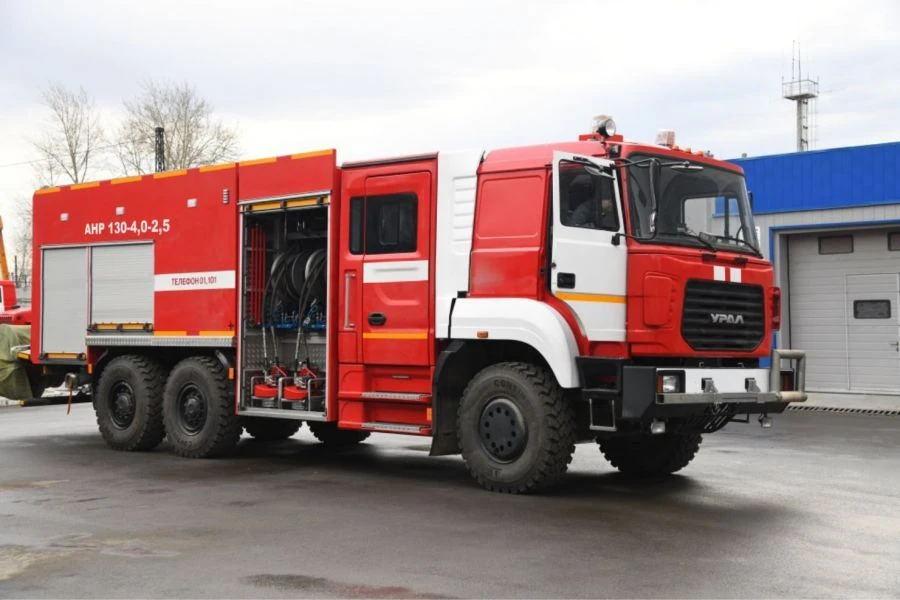Fire fighting pump and hose truck ANR 130-4,0-2,5, type 58810, modification 58810V (mod.6), on chassis Ural-63701-1951.