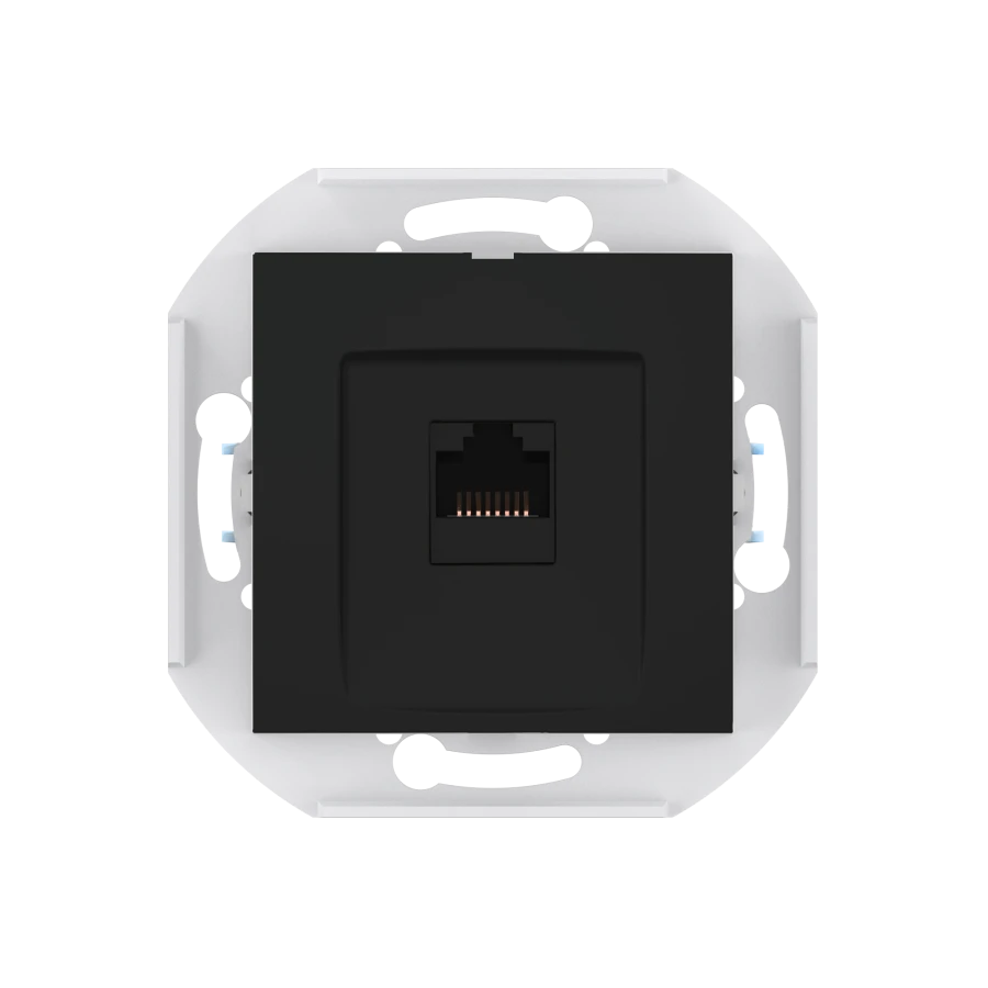 CADUCEUS ALING PRESTIGE Flush-mounted computer socket with Keystone RJ45 8P8C cat.6 UTP module, black (soft touch), art.