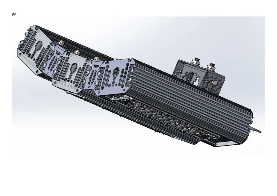 LED luminaire "Industrial Design MTM IoT" series CUBIC 180 Three modules Connection from sides 15 degrees Mounting CUB 177