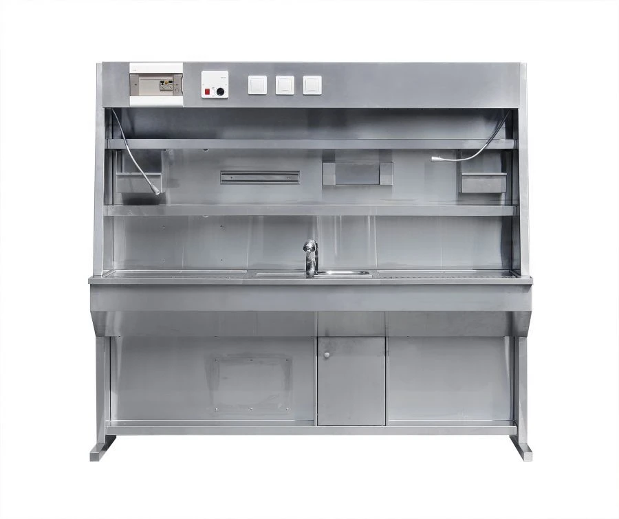 Physician's table for work with autopsy material, model "BV33342" (two-seater), according to TU 9452-016-89079081-2015.