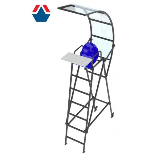 Universal refereeing tower with canopy, referee's table and transport wheels