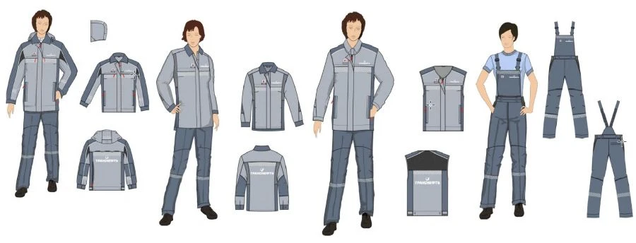 Women's sets for ITR (jacket, shirt-jacket, waistcoat, dungarees) special for employees of the organisations of the Transneft sy