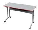 School desk 2-seater with perforated screen and angle of inclination of the table top. (4-6 gr). (School furniture brand "Interi