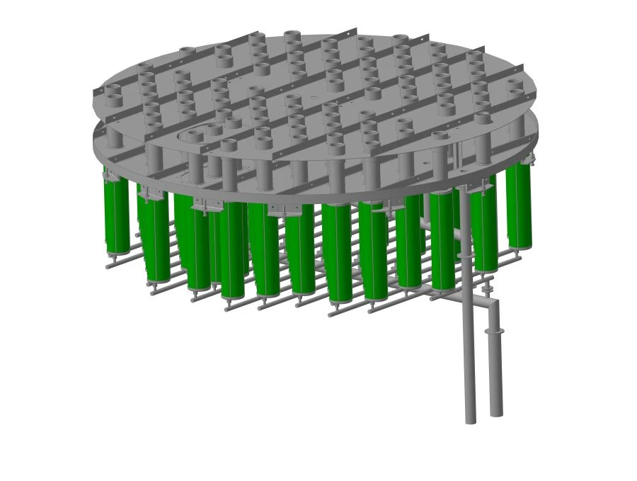 Separation stage with filter-coalescing and direct centrifugal filter elements SFCPCPE