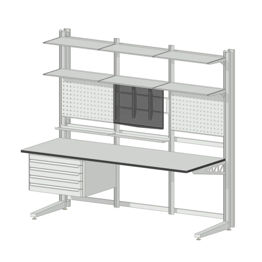 Industrial metal table with drawer (DxWxH): 810x1860x1730 mm