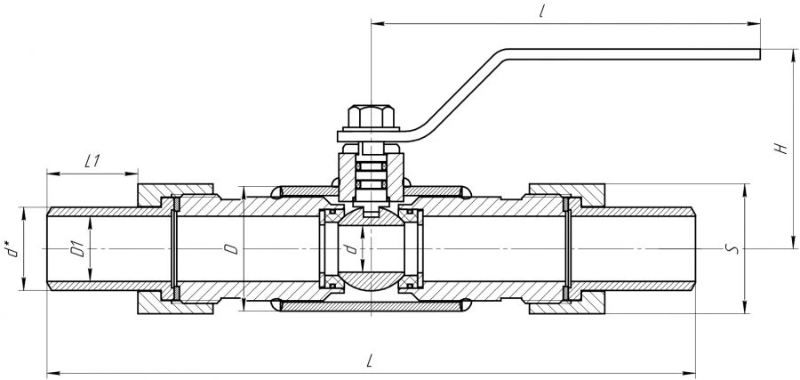 Stainless steel ALSO stainless steel ball valve STUFFED REDUCED with all-welded body KSH.SH.020.40-03