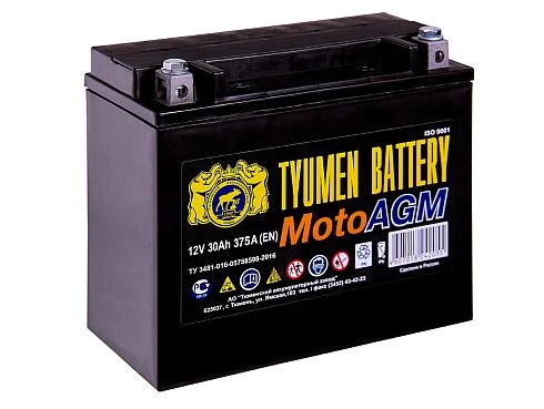 Lead rechargeable starter battery for motorbikes TYUMEN BATTERY 6MTS-30 AGM