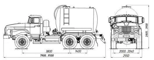 Vacuum tanker MB 4680K8-10 on chassis Ural 4320-1151-61, 4320-1151-63, 4320-1151-71, 4320-1151-73, 4320-1151-75