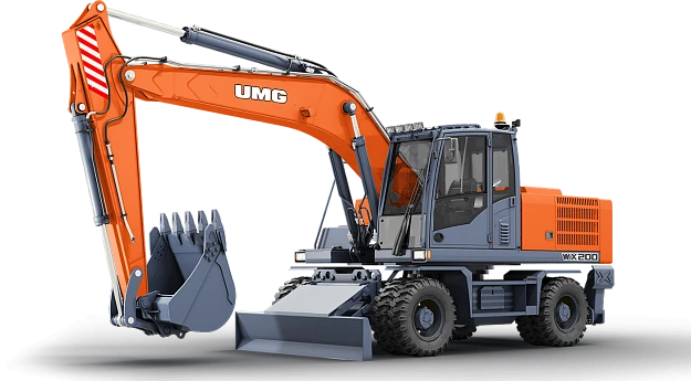 Single-bucket wheeled excavator WX 200 with diesel engine YAMZ 53646