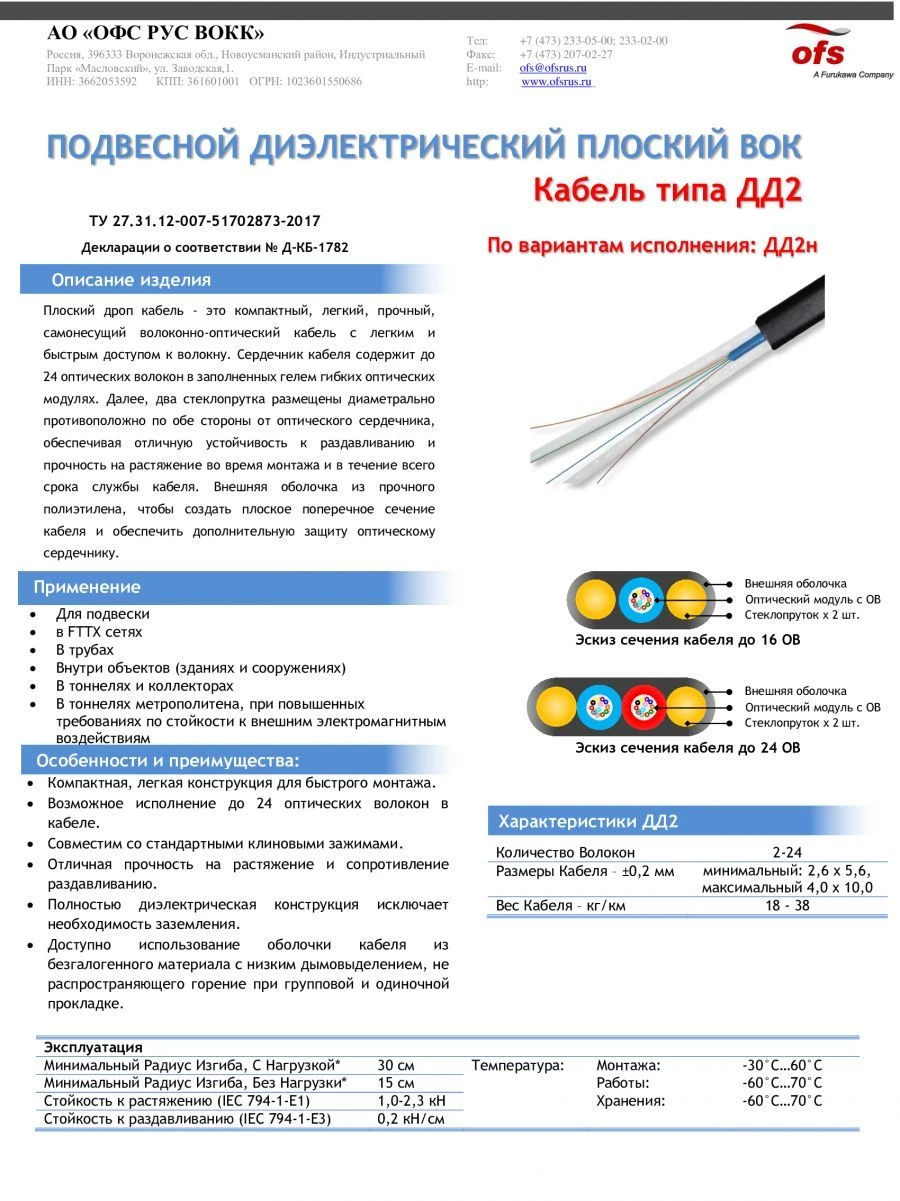 Cable of DD2 type (By versions: DD2n)