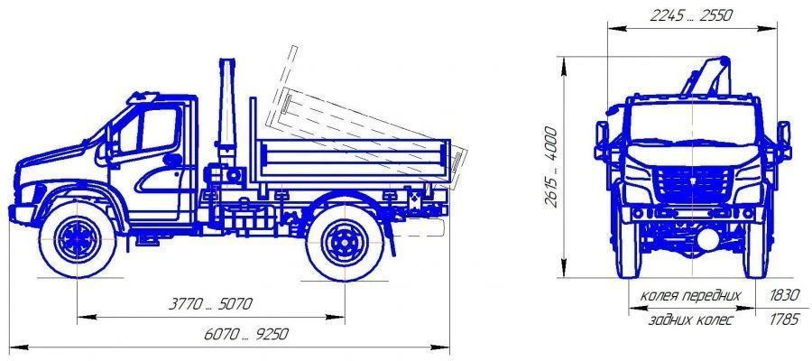 Dump trucks with diesel engine, GVW over 3,5 tonnes but not more than 12 tonnes type 47192 modifications : 37193N on GA chassis