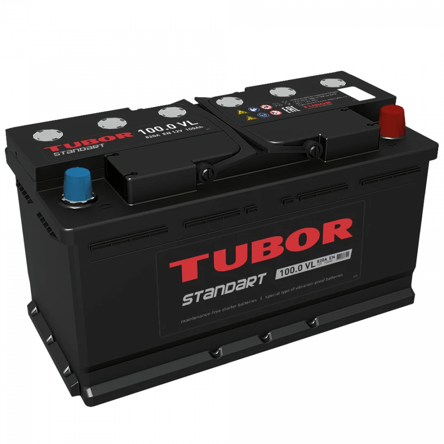 Accumulator battery starter lead-acid TUBOR STANDART 6ST-100.1(0) VL