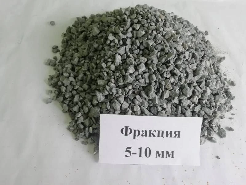 Crushed stone of dense rocks for construction works in fractions from 5 to 10 mm.