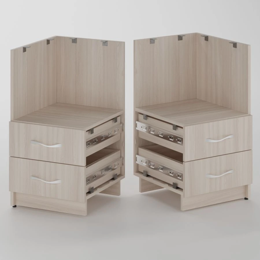 Built-in worktop cabinet with 1 niche and two drawers