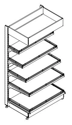 Shelving unit of the fourth type, one-sided, straight (wall-mounted) ST4-P