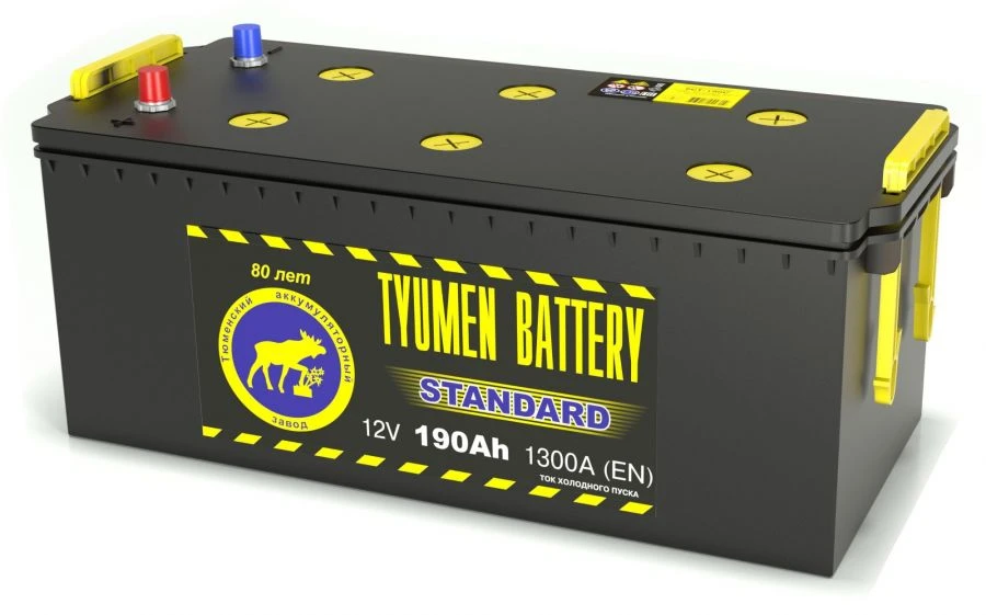 Accumulator lead starter battery TYUMEN BATTERY 6ST-190C STANDARD bolt (dry)