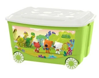 4313299; Toy box on wheels with decor "MI-MI-MISHKI", 580X390X335 mm, 45L (green)
