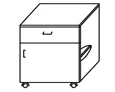 Swinging pedestal with drawer and door low TP-4