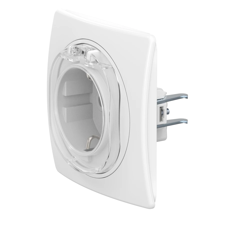 CADUCEUS ALING EON Flush-mounted earthed socket without cover with cover with plastic base 16A, 250V~, white, art.