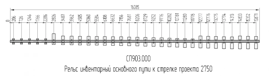 Inventory rail of the main track for the main track of the switch of the 2750 project of the SP 903.000 project