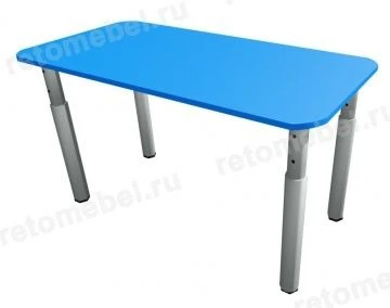 Rectangular table on adjustable legs