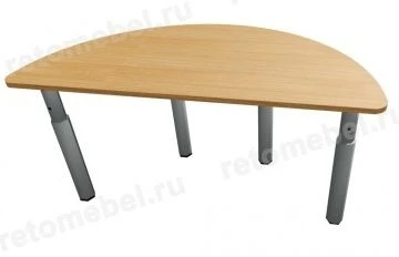 Semicircular table on adjustable legs