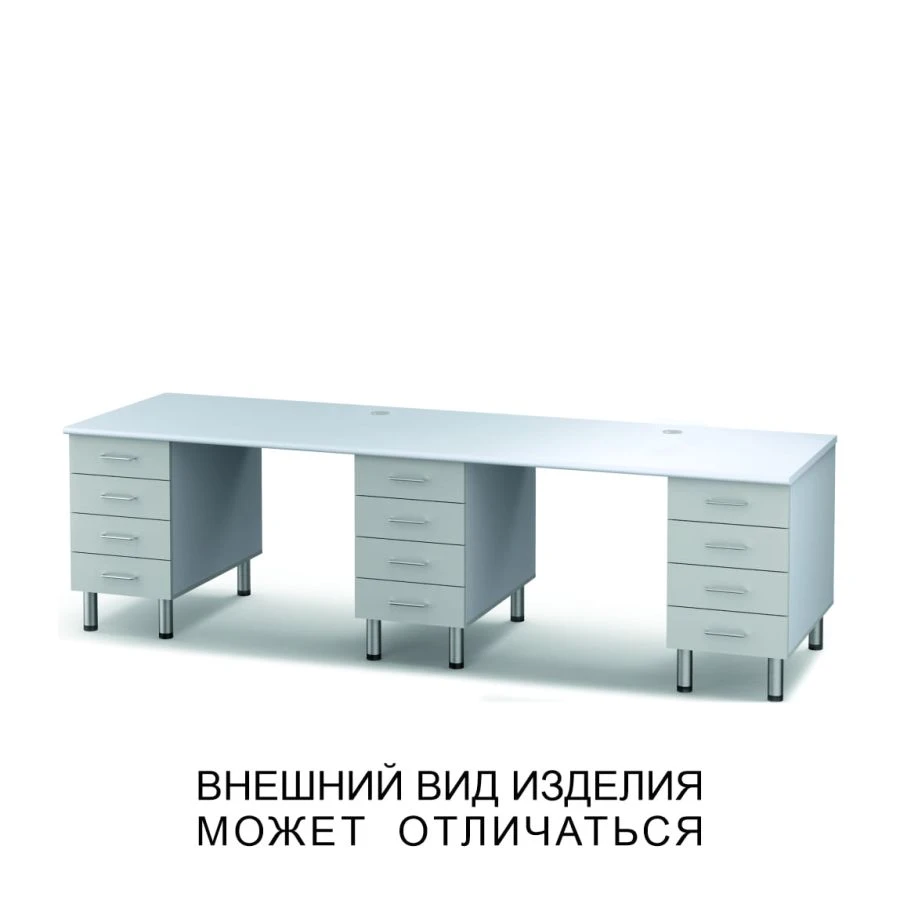 Three-drawer desk with twelve drawers