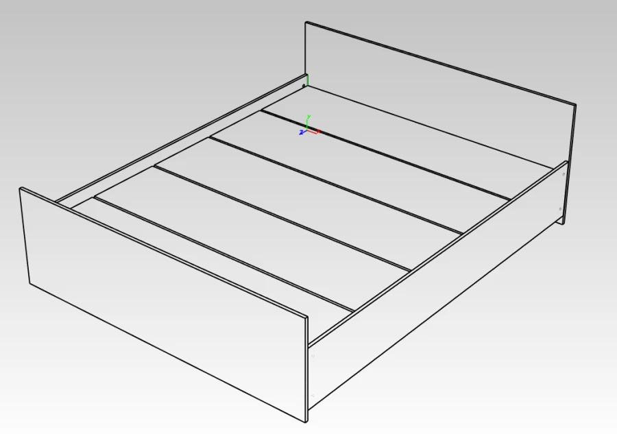 Wooden frame bed