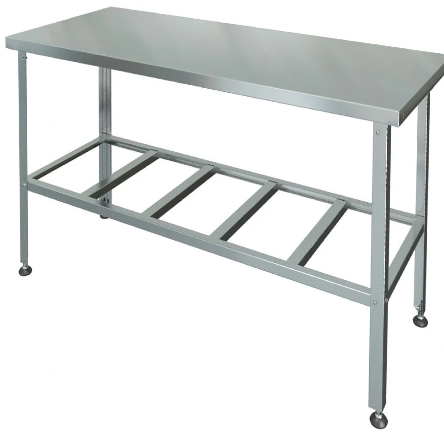Cutting table without sides, shelf-lattice SRP-0-0,7/1,5 (stainless steel)