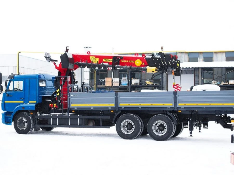 Special purpose vehicle with hydraulic loading crane of MKMA type on the basis of KAMAZ 65117 and its modifications 64K06N-U2