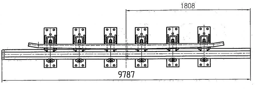 Crossing rail of type P65 of grade 1/7 with counter rail of the project 2690.08.030-03