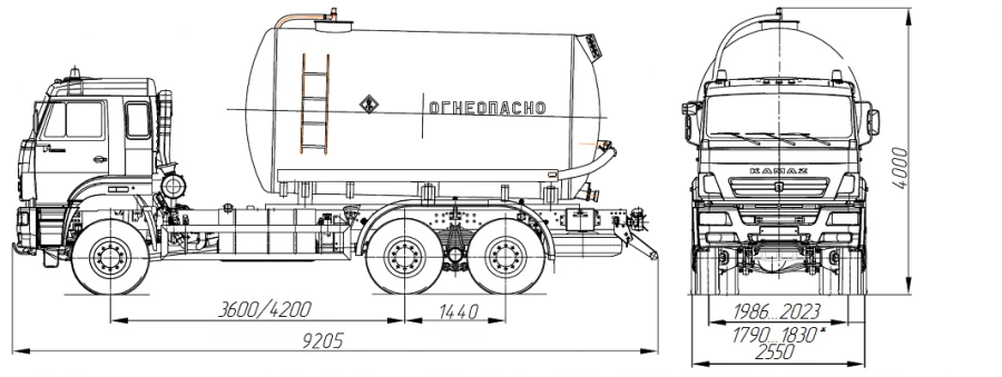 Oil and gas condensate tanker truck AKN/AKNS 4680A9-30 on KAMAZ 65225-53, 65225-54, 65225-RT chassis