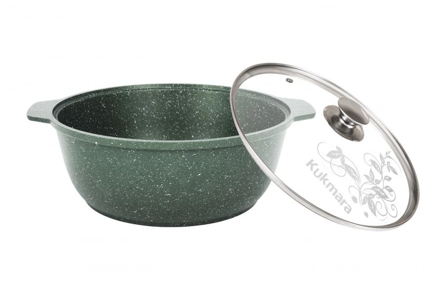 4L Cast aluminium roasting pan (with non-stick coating) TM Kukmara, with glass lid, "Trendy style" line