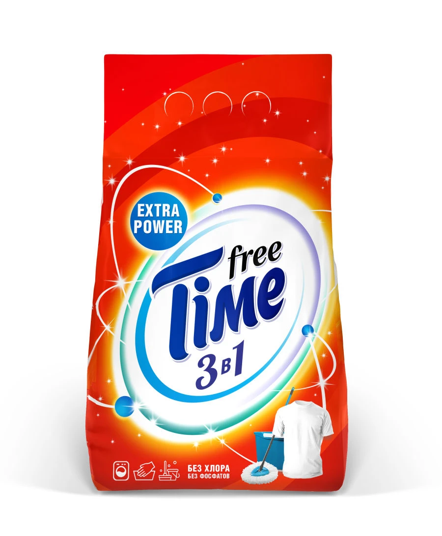 مسحوق تنظيف عالمي صناعي "فري تايم 3 في 1" للغسيل الأوتوماتيكي واليدوي