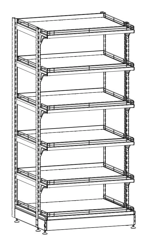 Shelving unit of the first type, one-sided, straight (wall-mounted) ST1-D(2)