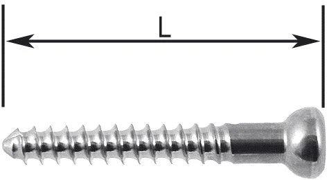 Cortical screw Ø4,5 mm, length from 20 to 60 mm, 2 mm pitch, article no. 817.0.XXX