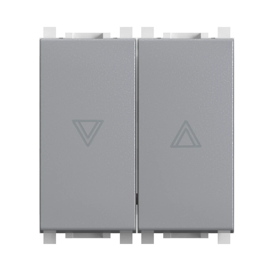 CADUCEUS ALING Experience Flush-mounted switch for roller shutters, push-button 2-cl, 16A, 250V~, 2M, silver, art. 72114