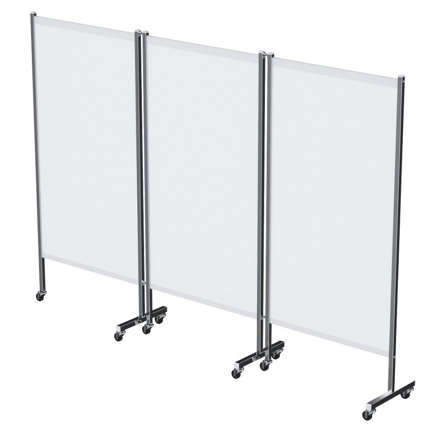 SHM - "MSC"(MSC-35303M) Medical screen of stainless steel, on wheels, three-sectional