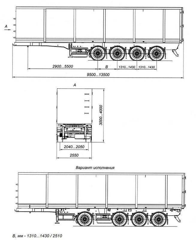 Four-axle scrap semi-trailer AM9460-40S with CEYLAN AS-1210-225-ST-OV axles with payload capacity of 12 tonnes