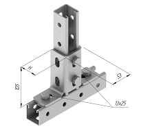 Longitudinal fastening SMA 000, with overall dimensions from 46x53x105 mm to 66x53x105 mm, metal thickness 5,0 mm, thermal diffu
