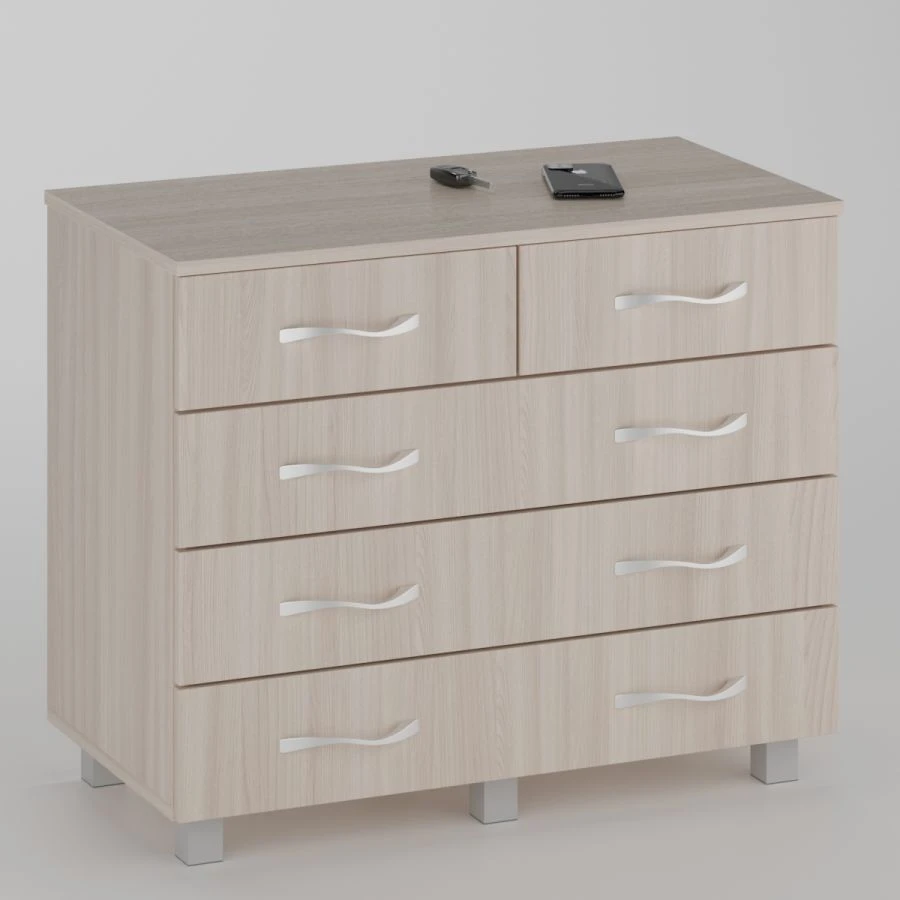 Deskside cabinet with 3 large and 2 small drawers
