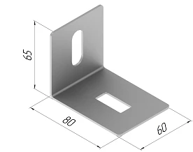 Universal bracket SMA 643, with overall dimensions80x65x60 mm, metal thickness 2,0 mm, thermodiffusion galvanisation