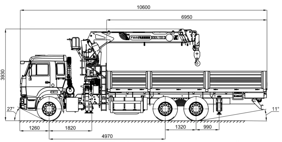 Crane-manipulator automobile KMA-150-2 and its modifications (special, cargo flatbed equipped with a crane-manipulator; spets.