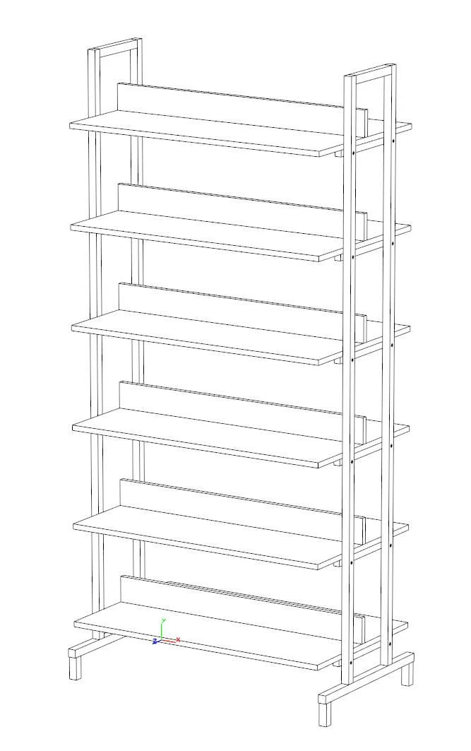 Double-sided library shelving unit on m/c
