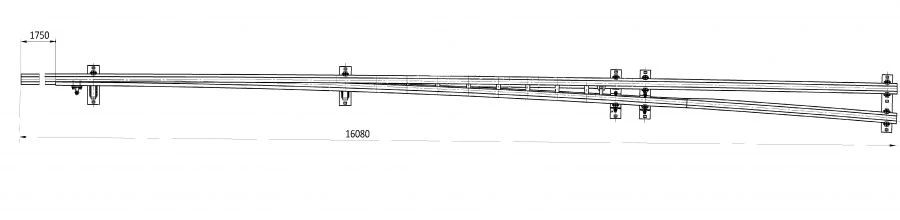 Main track frame rail with shank of the project 2925.01.000RK2