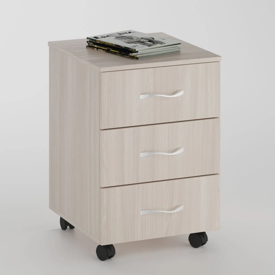 Wheeled drawer unit with 3 drawers
