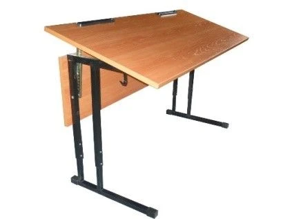 Pupil two-seater table on metal frame type II adjustable numbers 2-4,4-6 with adjustable angle of table top inclination